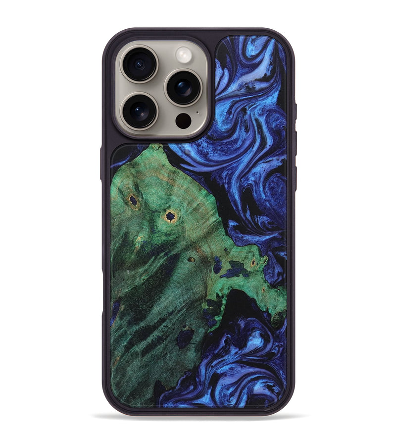 iPhone 16 Pro Max Wood+Resin Phone Case - Madisyn (Blue, 721632)