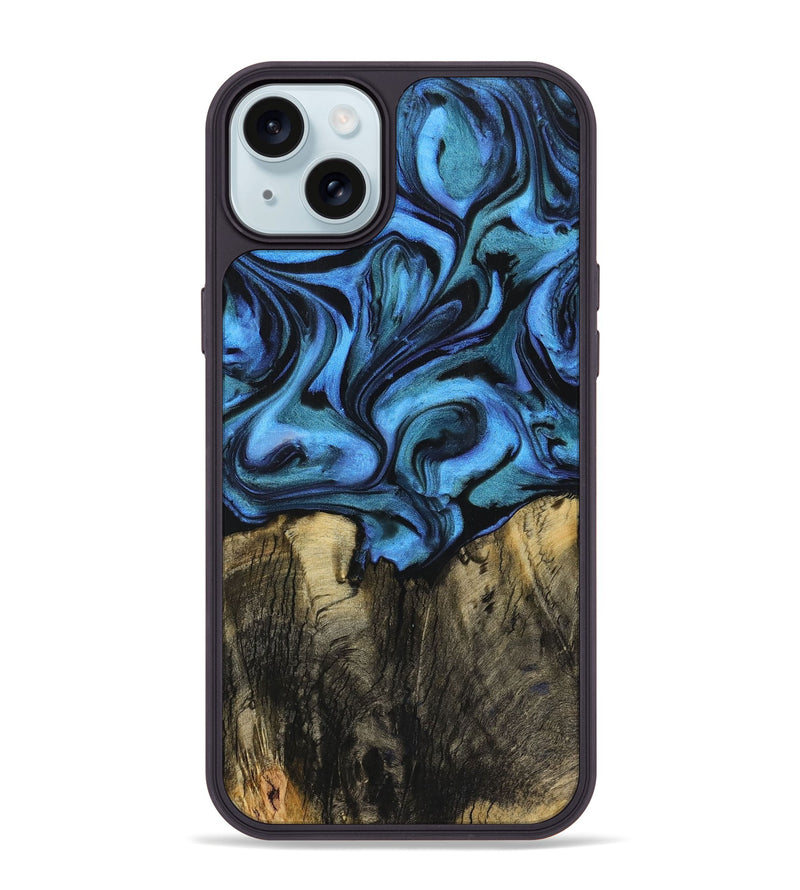 iPhone 15 Plus Wood+Resin Phone Case - Skye (Blue, 721636)