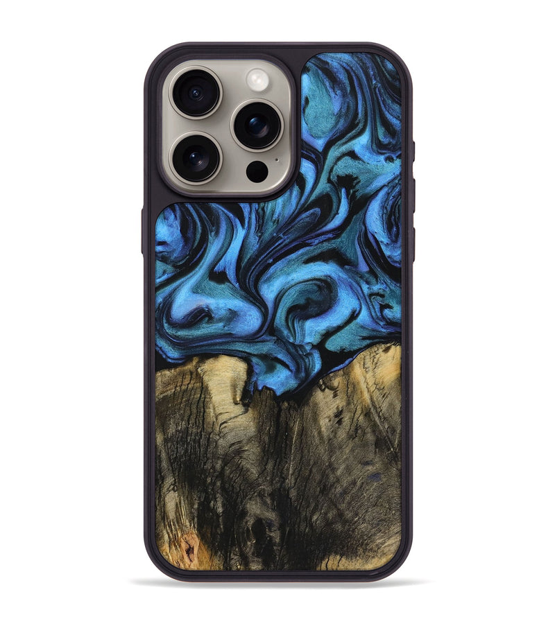 iPhone 15 Pro Max Wood+Resin Phone Case - Skye (Blue, 721636)