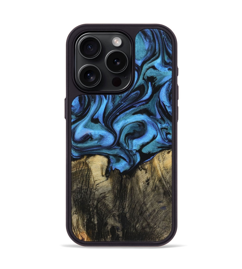 iPhone 15 Pro Wood+Resin Phone Case - Skye (Blue, 721636)