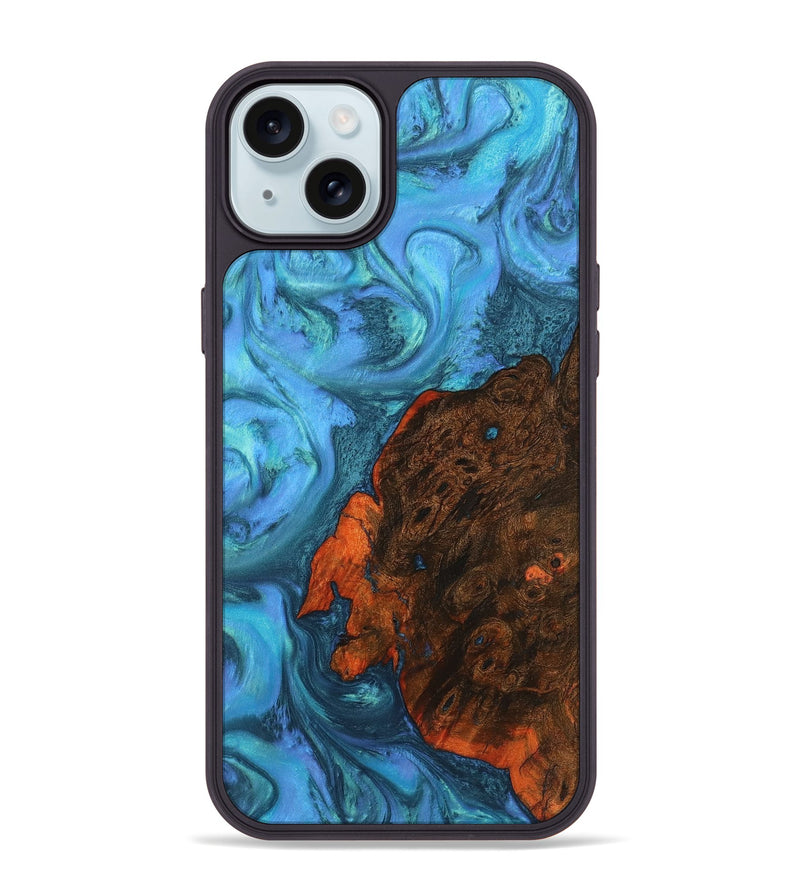 iPhone 15 Plus Wood+Resin Phone Case - Bradley (Blue, 721638)