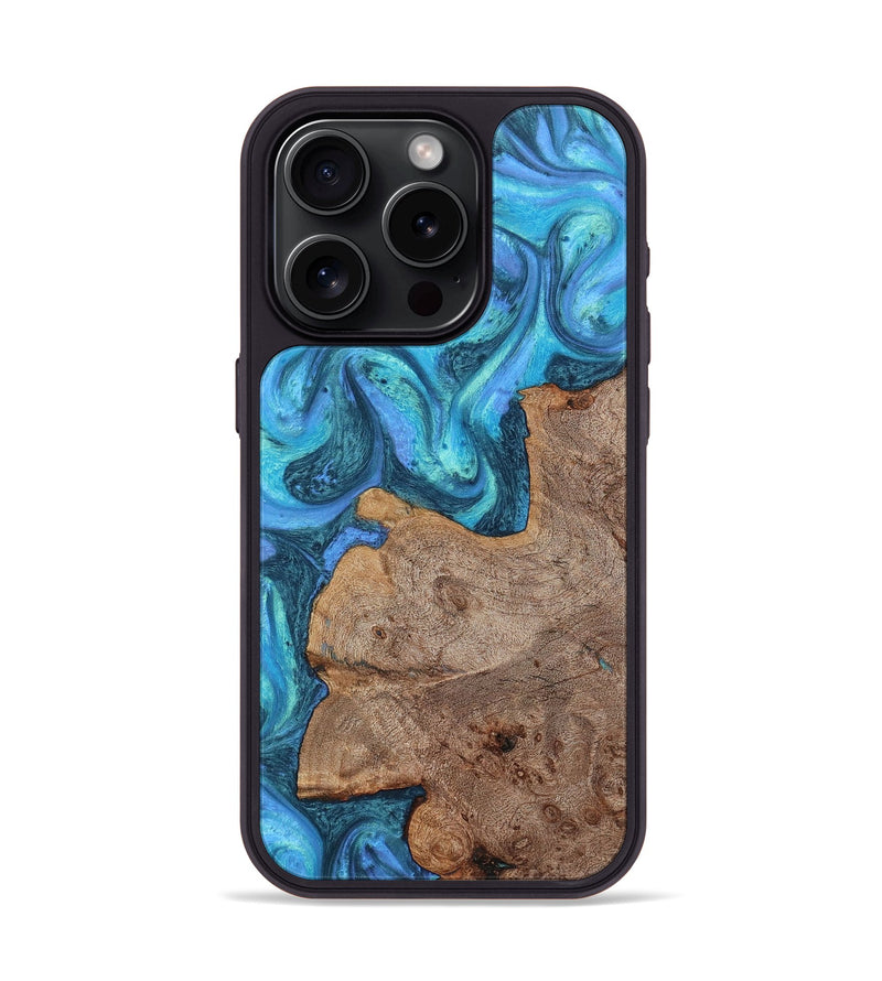 iPhone 15 Pro Wood+Resin Phone Case - Jakob (Blue, 721639)