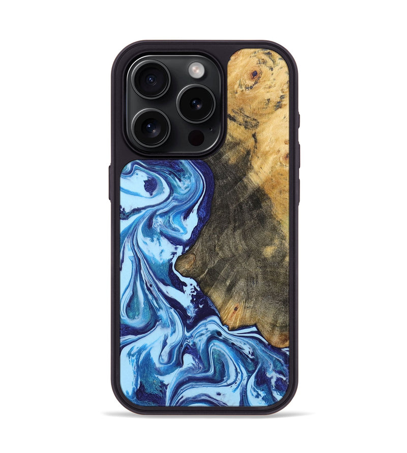 iPhone 15 Pro Wood+Resin Phone Case - Juanita (Blue, 721640)