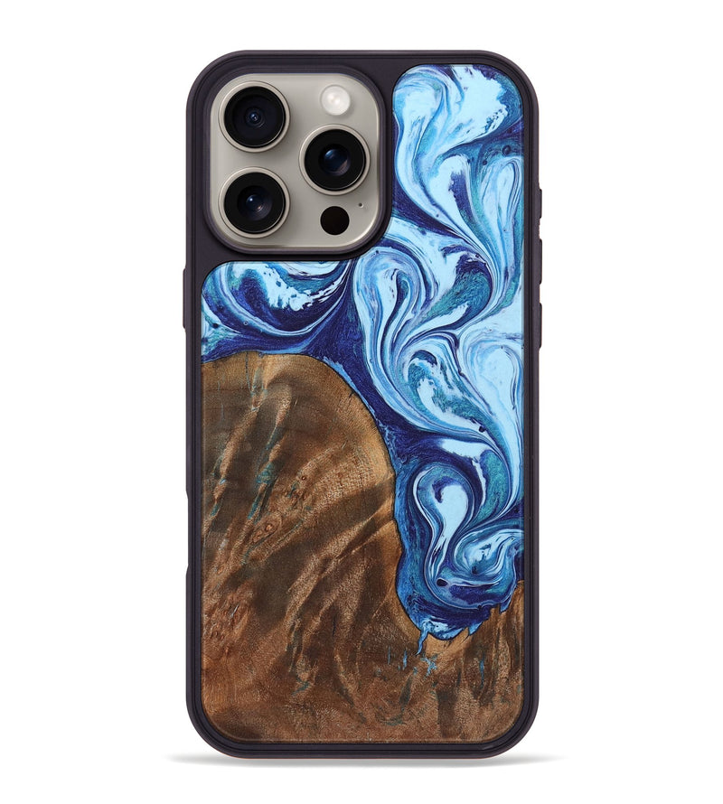 iPhone 16 Pro Max Wood+Resin Phone Case - Deandre (Blue, 721648)