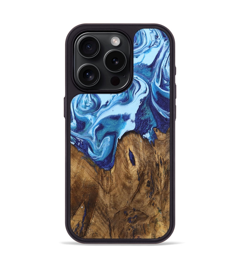 iPhone 15 Pro Wood+Resin Phone Case - Heath (Blue, 721649)