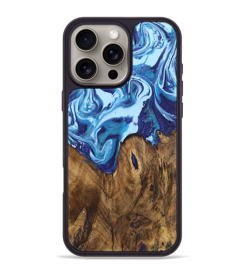 iPhone 16 Pro Max Wood+Resin Phone Case - Heath (Blue, 721649)