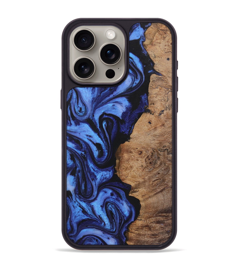 iPhone 15 Pro Max Wood+Resin Phone Case - Sofia (Blue, 721650)