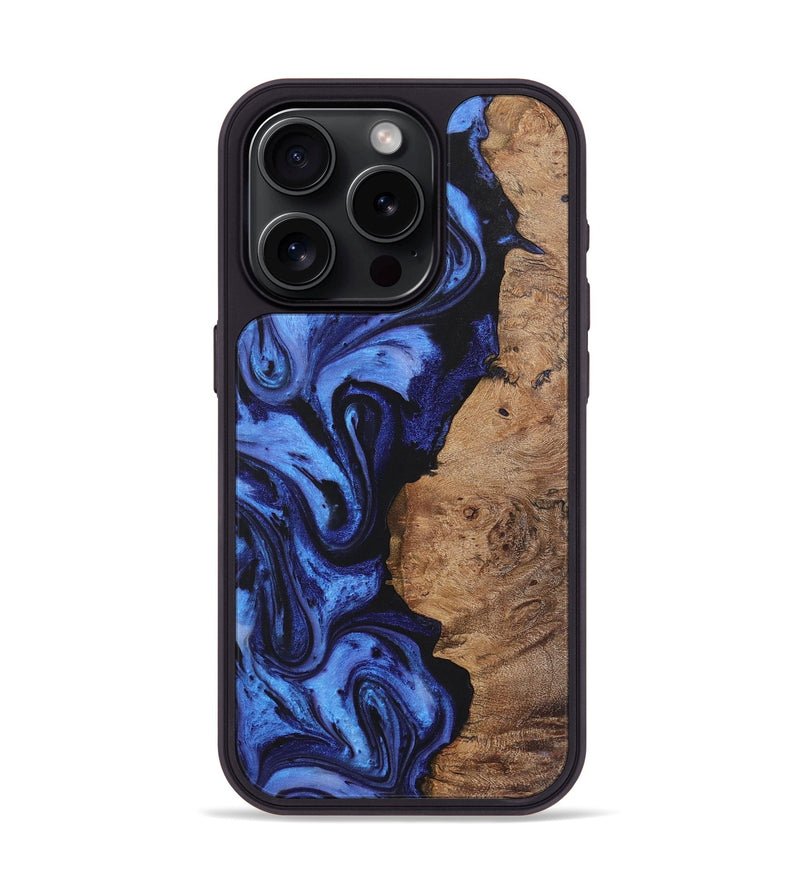 iPhone 15 Pro Wood+Resin Phone Case - Sofia (Blue, 721650)