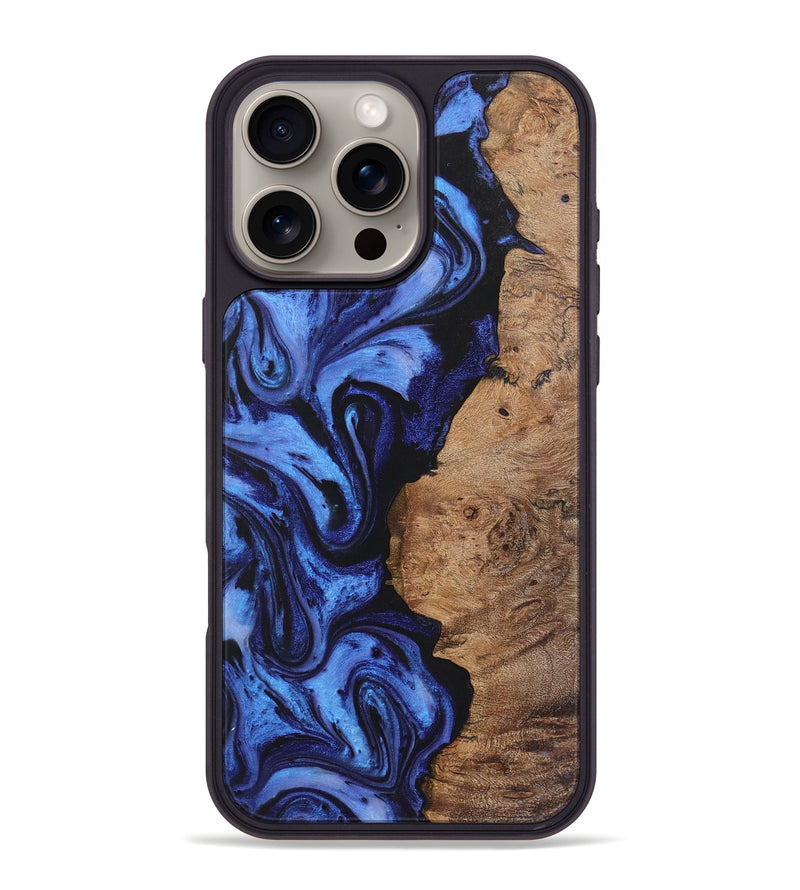 iPhone 16 Pro Max Wood+Resin Phone Case - Sofia (Blue, 721650)