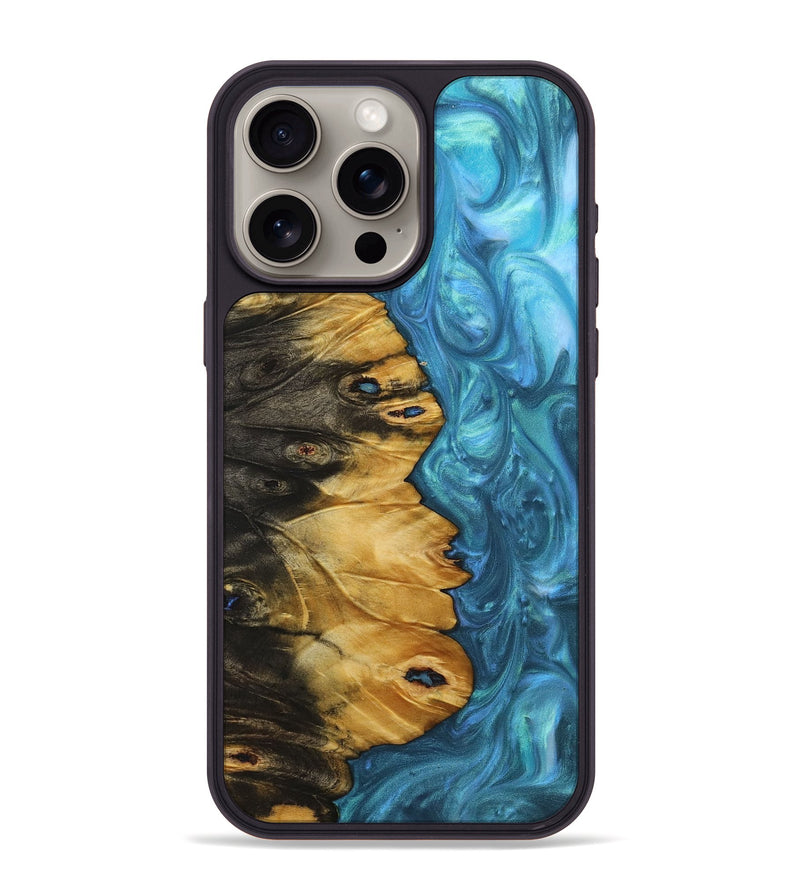 iPhone 15 Pro Max Wood+Resin Phone Case - Perla (Blue, 721653)