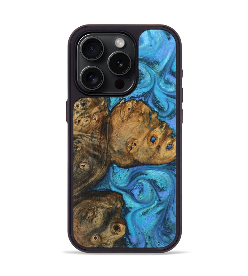 iPhone 15 Pro Wood+Resin Phone Case - Octavia (Blue, 721656)