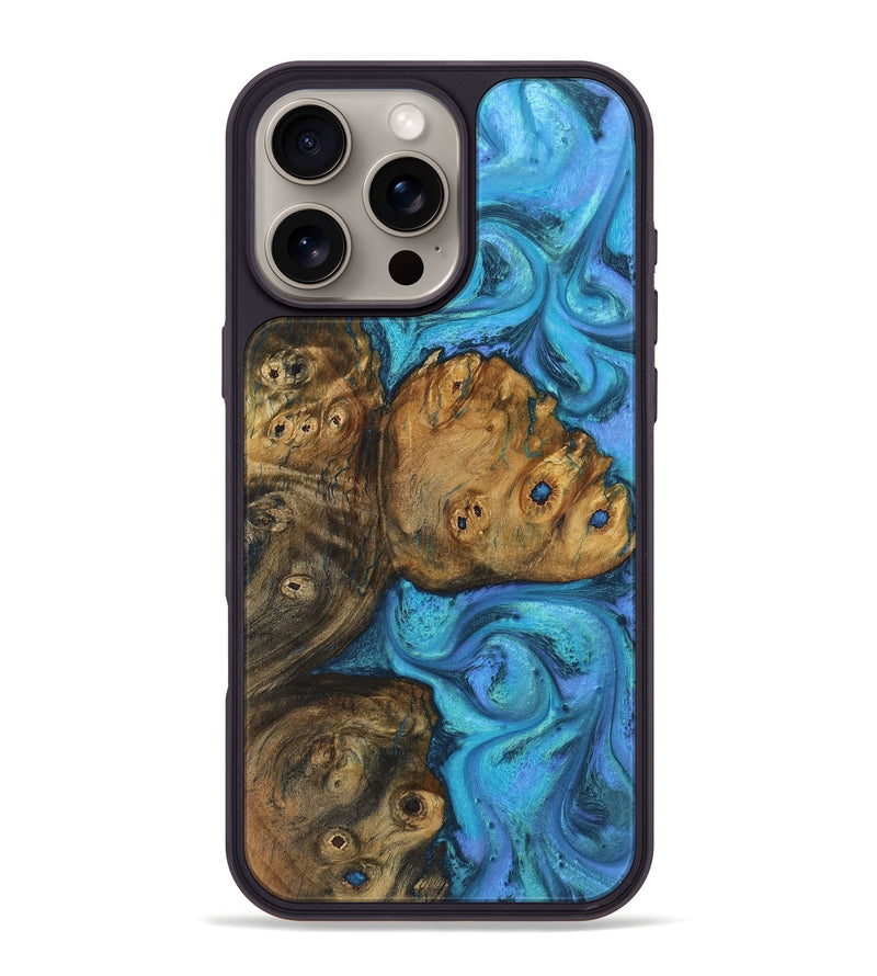 iPhone 16 Pro Max Wood+Resin Phone Case - Octavia (Blue, 721656)