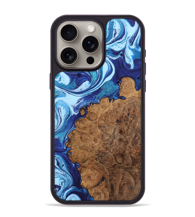 iPhone 15 Pro Max Wood+Resin Phone Case - Randall (Blue, 721658)