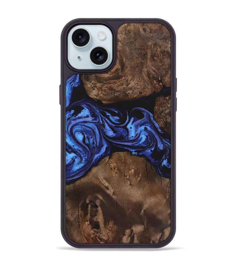 iPhone 15 Plus Wood+Resin Phone Case - Oscar (Blue, 721659)