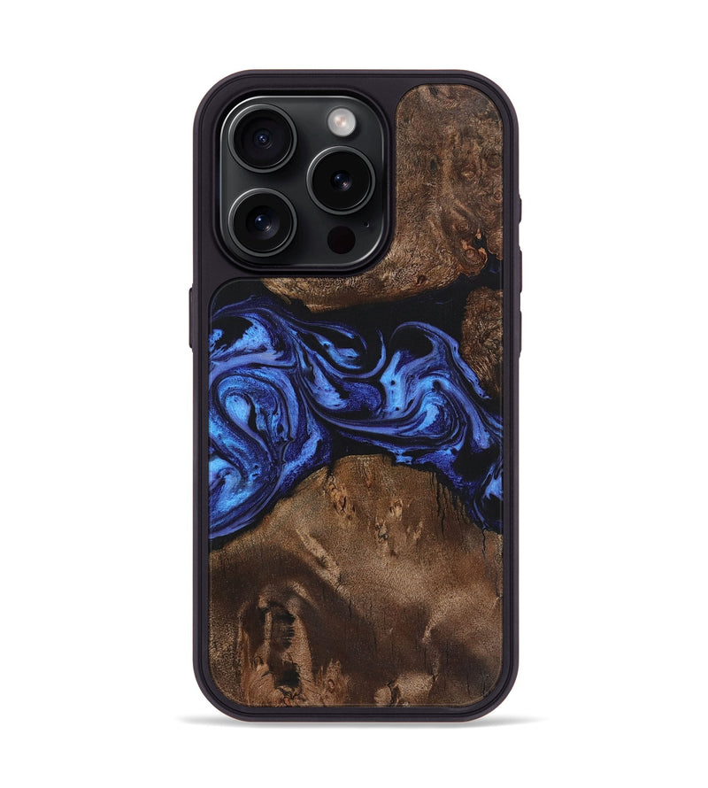 iPhone 15 Pro Wood+Resin Phone Case - Oscar (Blue, 721659)