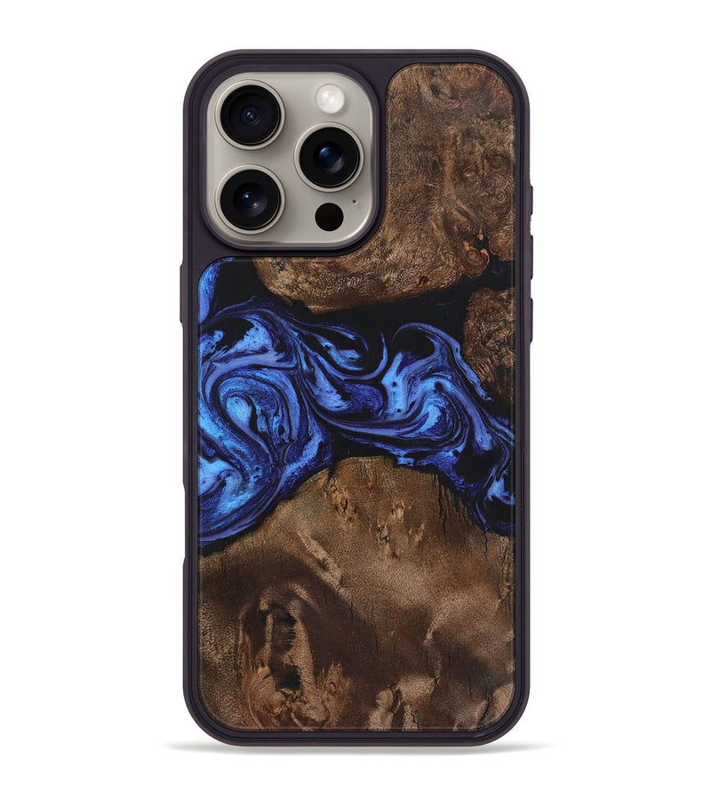 iPhone 16 Pro Max Wood+Resin Phone Case - Oscar (Blue, 721659)