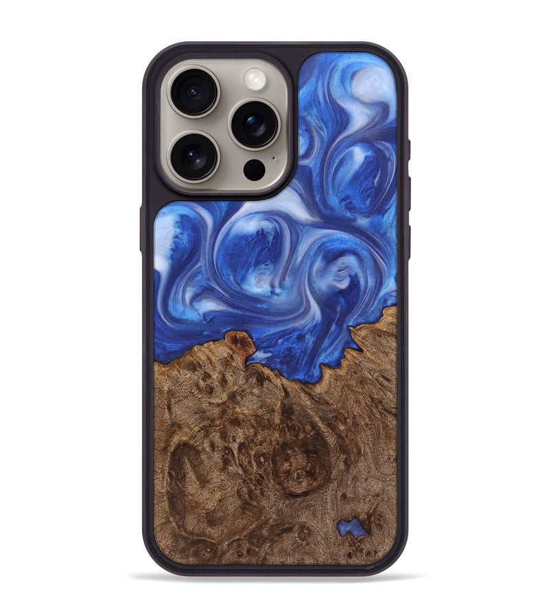 iPhone 15 Pro Max Wood+Resin Phone Case - Averie (Blue, 721661)