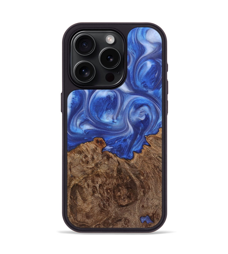 iPhone 15 Pro Wood+Resin Phone Case - Averie (Blue, 721661)