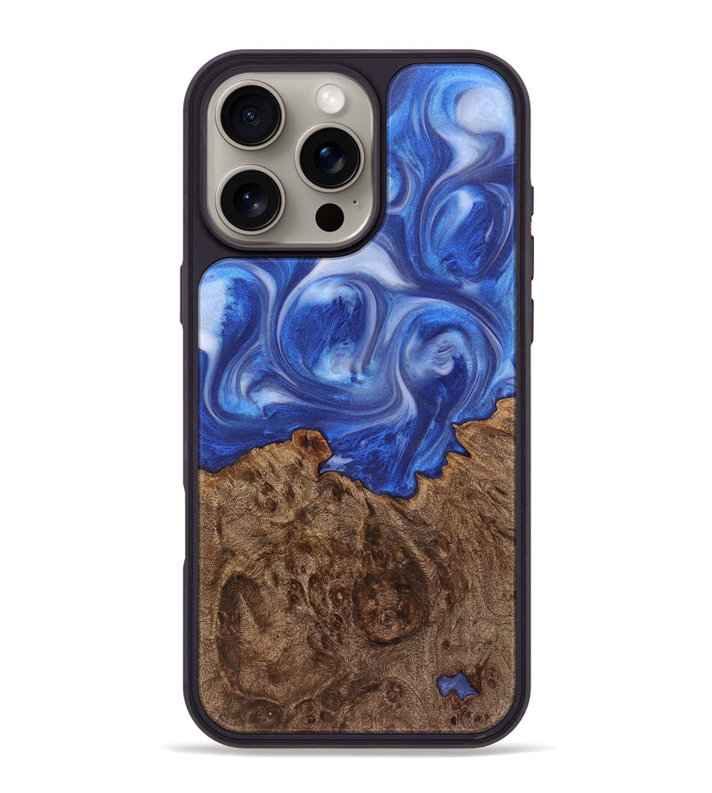 iPhone 16 Pro Max Wood+Resin Phone Case - Averie (Blue, 721661)