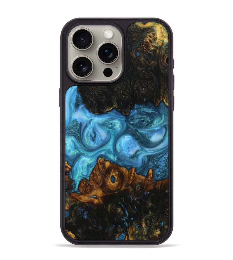 iPhone 15 Pro Max Wood+Resin Phone Case - Joanne (Blue, 721662)