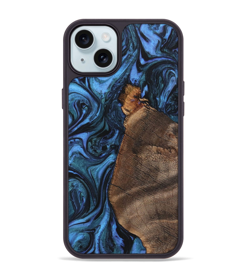 iPhone 15 Plus Wood+Resin Phone Case - Beckett (Blue, 721663)