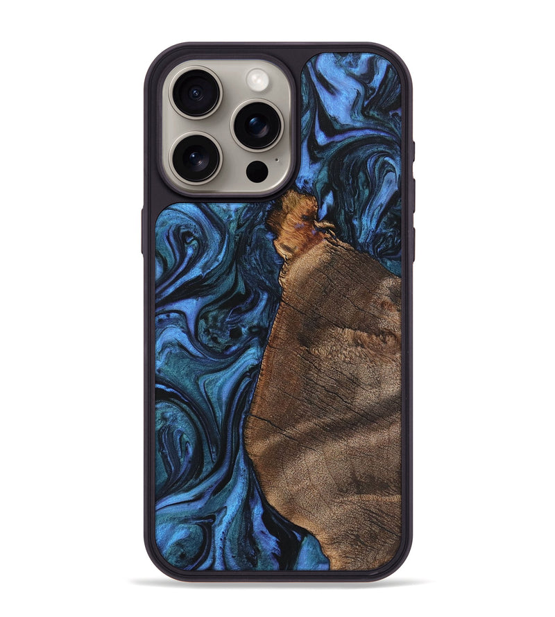 iPhone 15 Pro Max Wood+Resin Phone Case - Beckett (Blue, 721663)