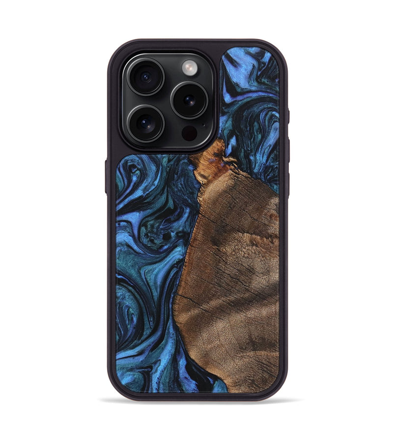 iPhone 15 Pro Wood+Resin Phone Case - Beckett (Blue, 721663)