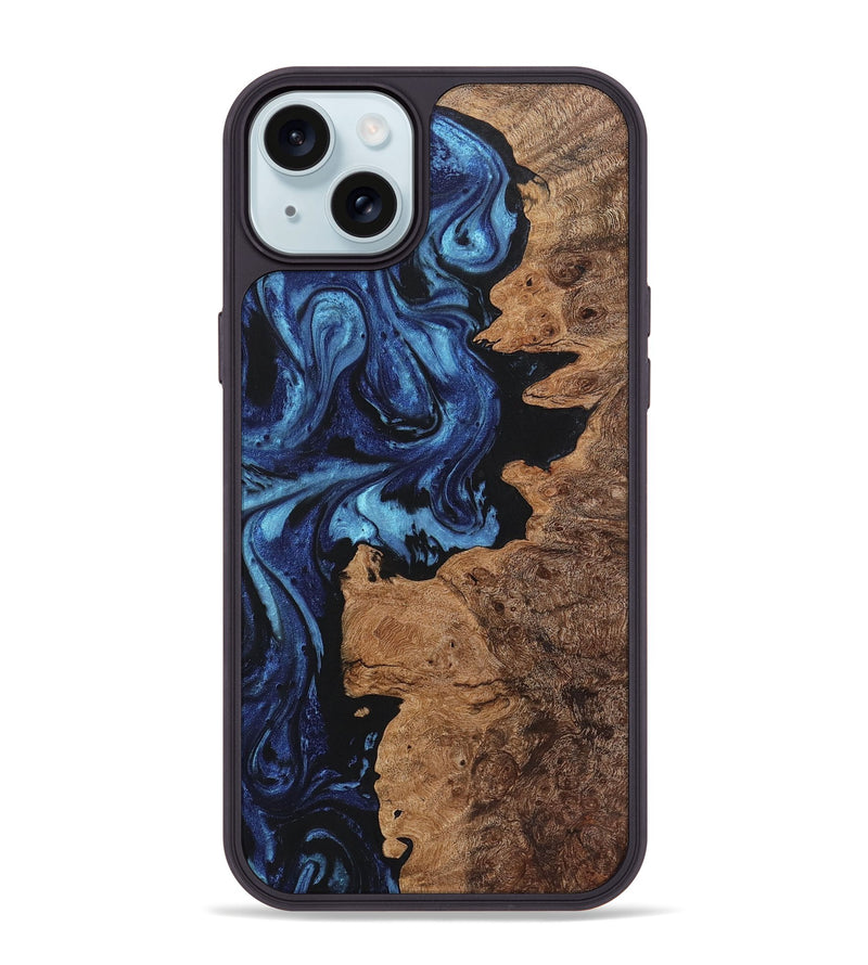 iPhone 15 Plus Wood+Resin Phone Case - Fabian (Blue, 721664)