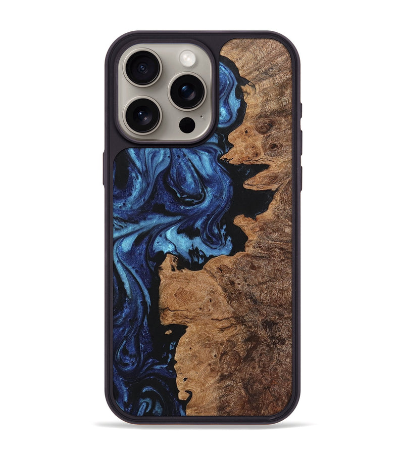 iPhone 15 Pro Max Wood+Resin Phone Case - Fabian (Blue, 721664)