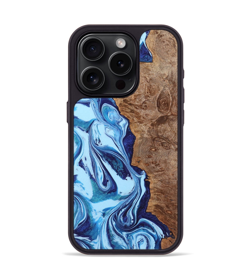 iPhone 15 Pro Wood+Resin Phone Case - Serena (Blue, 721667)