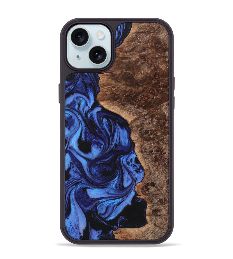 iPhone 15 Plus Wood+Resin Phone Case - Annalise (Blue, 721668)