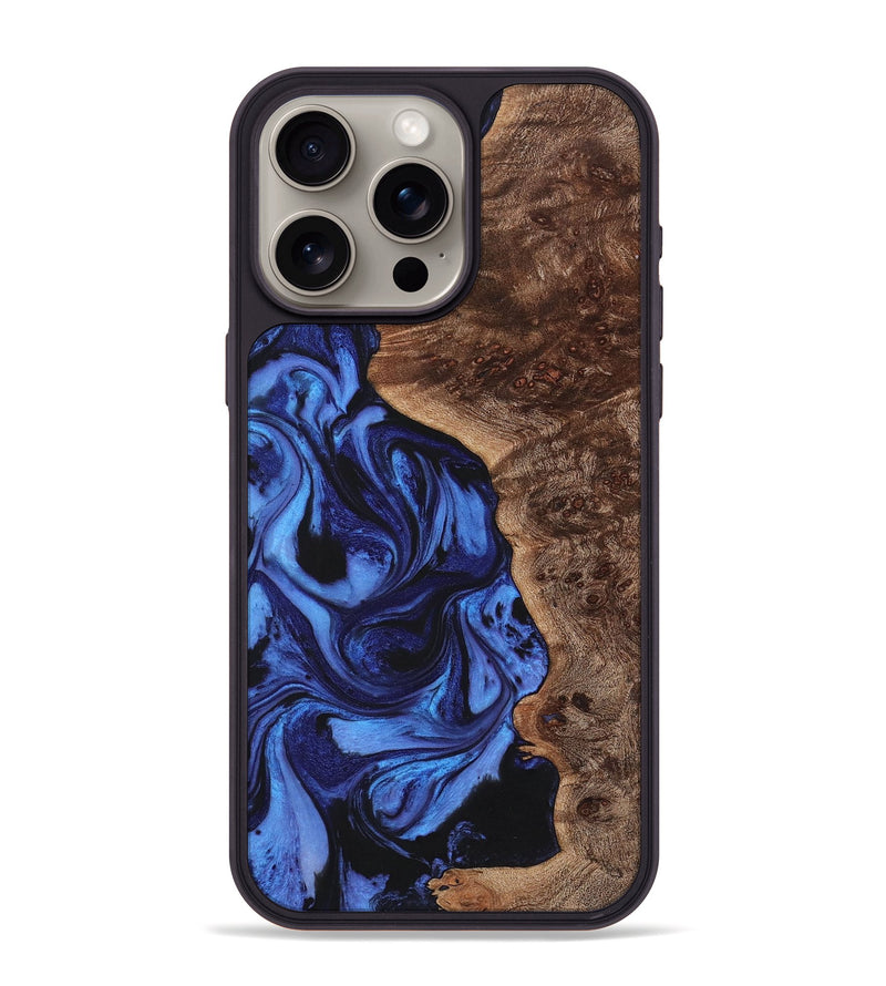 iPhone 15 Pro Max Wood+Resin Phone Case - Annalise (Blue, 721668)