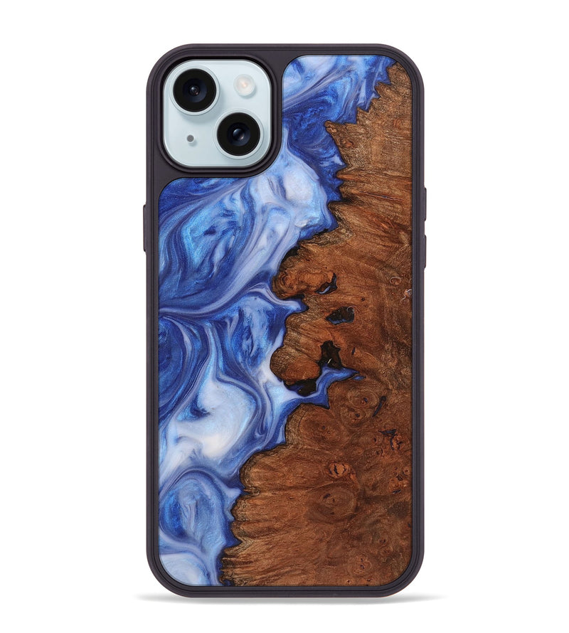 iPhone 15 Plus Wood+Resin Phone Case - Kailani (Blue, 721670)