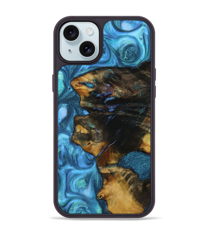 iPhone 15 Plus Wood+Resin Phone Case - Kane (Blue, 721671)