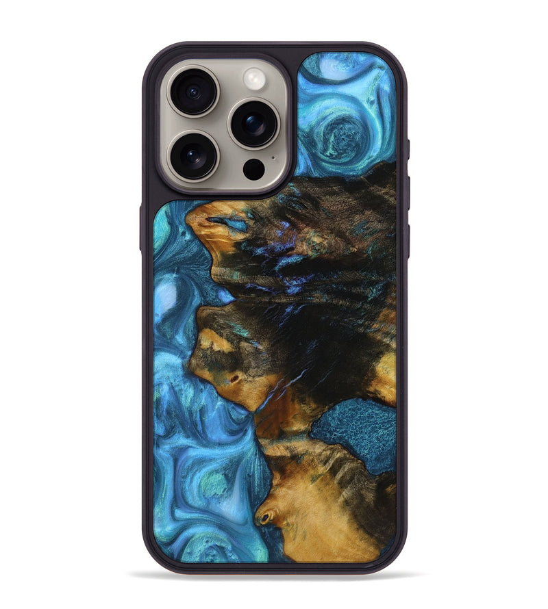 iPhone 15 Pro Max Wood+Resin Phone Case - Kane (Blue, 721671)