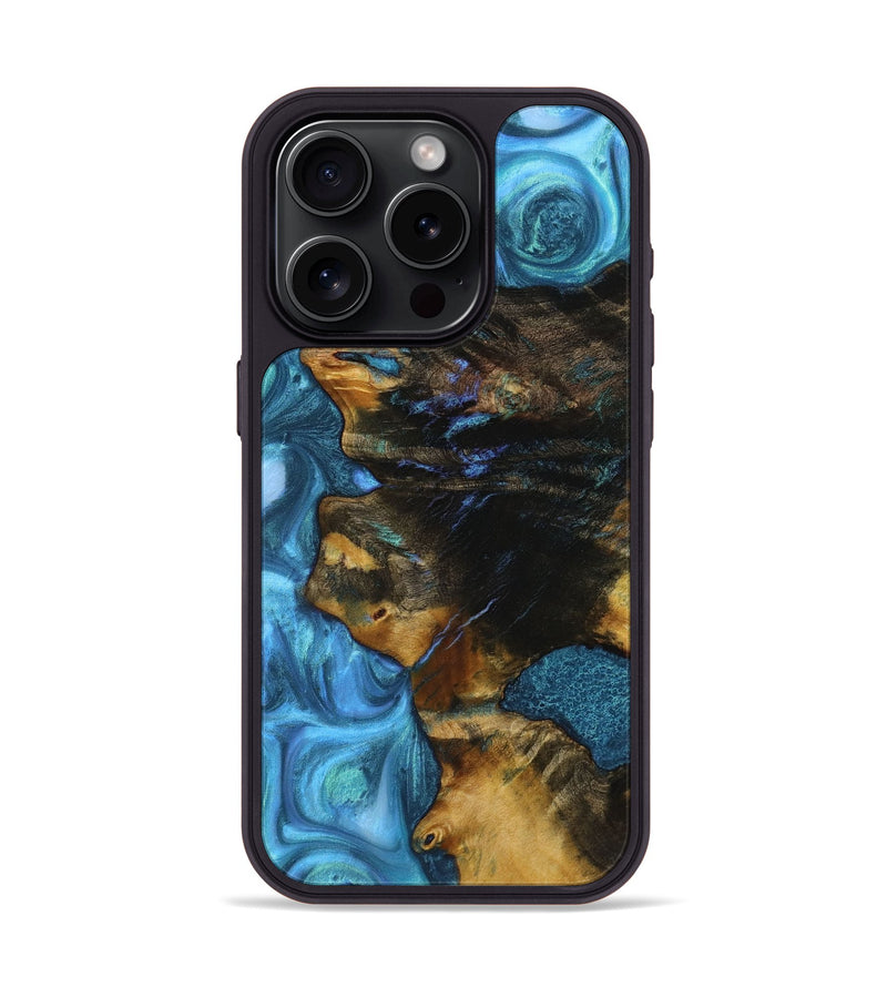 iPhone 15 Pro Wood+Resin Phone Case - Kane (Blue, 721671)