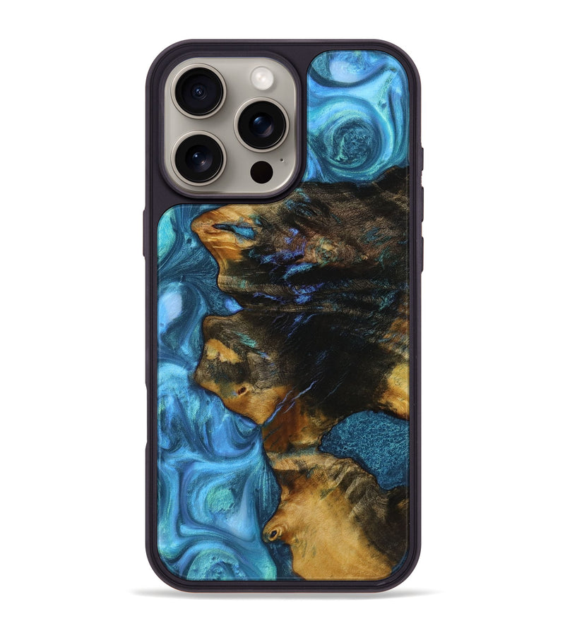 iPhone 16 Pro Max Wood+Resin Phone Case - Kane (Blue, 721671)