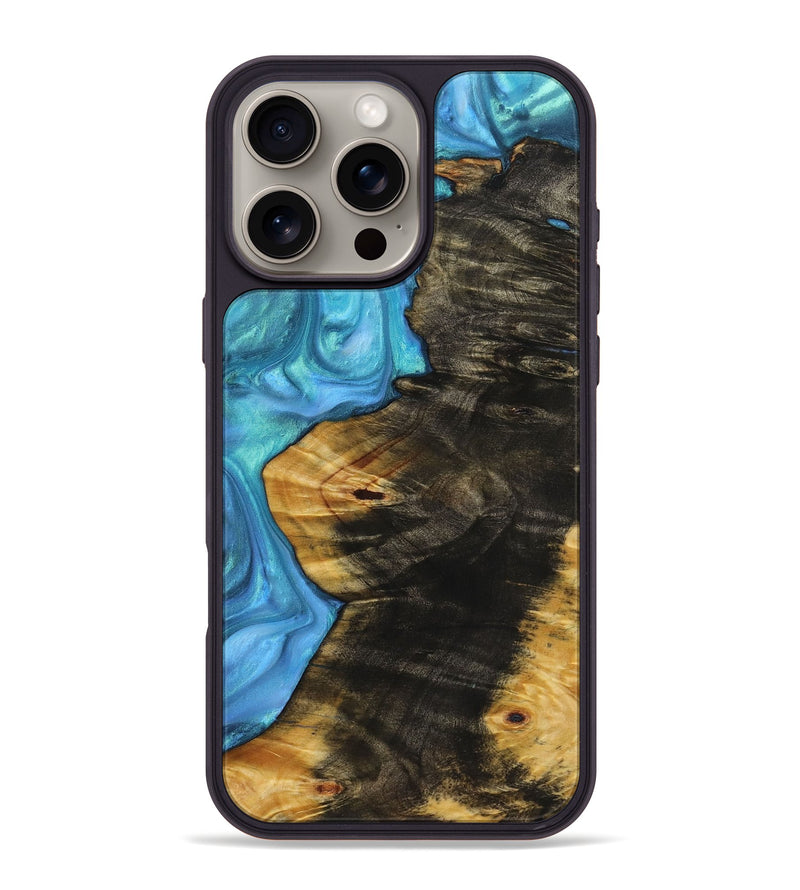 iPhone 16 Pro Max Wood+Resin Phone Case - Hugh (Blue, 721672)