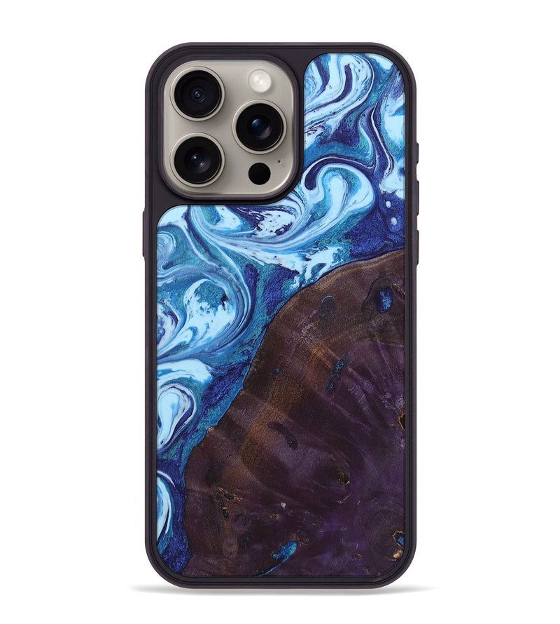 iPhone 15 Pro Max Wood+Resin Phone Case - Harmony (Blue, 721675)