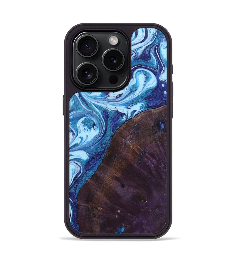 iPhone 15 Pro Wood+Resin Phone Case - Harmony (Blue, 721675)