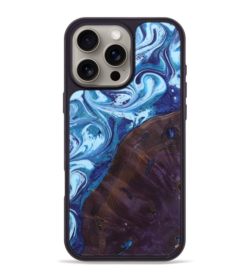 iPhone 16 Pro Max Wood+Resin Phone Case - Harmony (Blue, 721675)