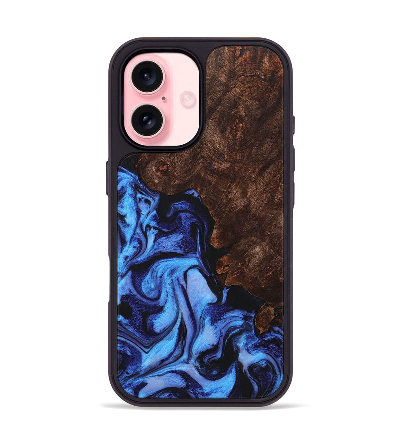 iPhone 16 Wood+Resin Phone Case - Aimee (Blue, 721678)