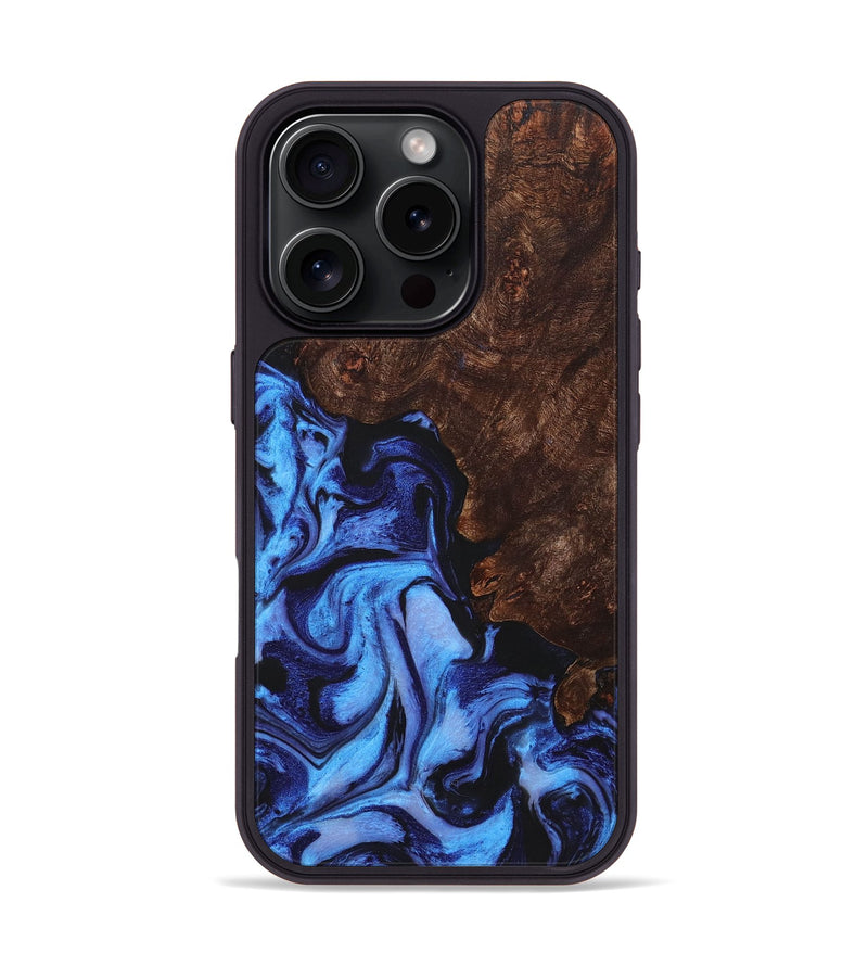 iPhone 16 Pro Wood+Resin Phone Case - Aimee (Blue, 721678)