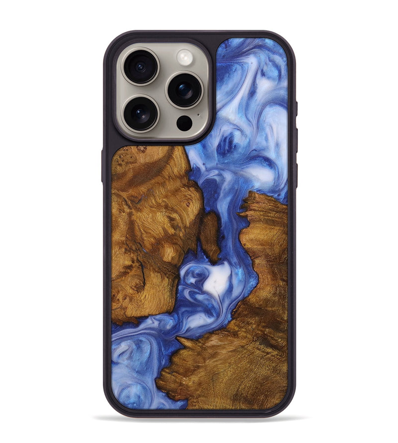 iPhone 15 Pro Max Wood+Resin Phone Case - Sutton (Blue, 721680)