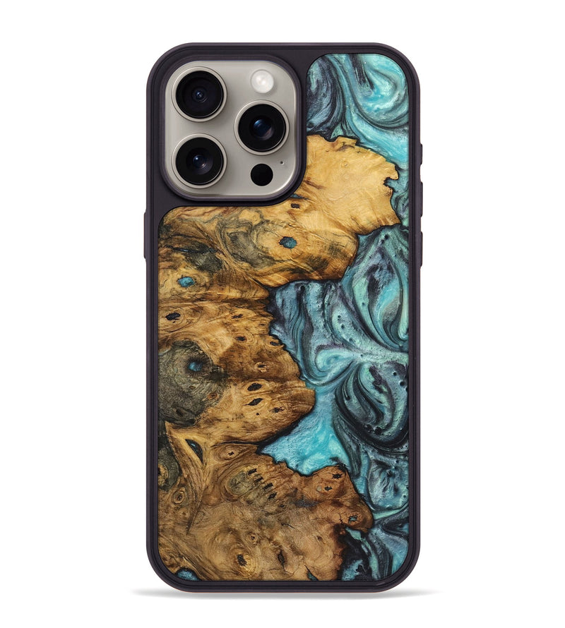 iPhone 15 Pro Max Wood+Resin Phone Case - Bill (Blue, 721685)