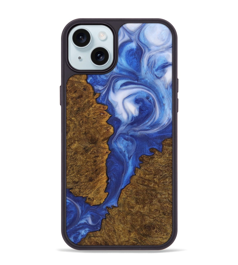 iPhone 15 Plus Wood+Resin Phone Case - Doug (Blue, 721689)