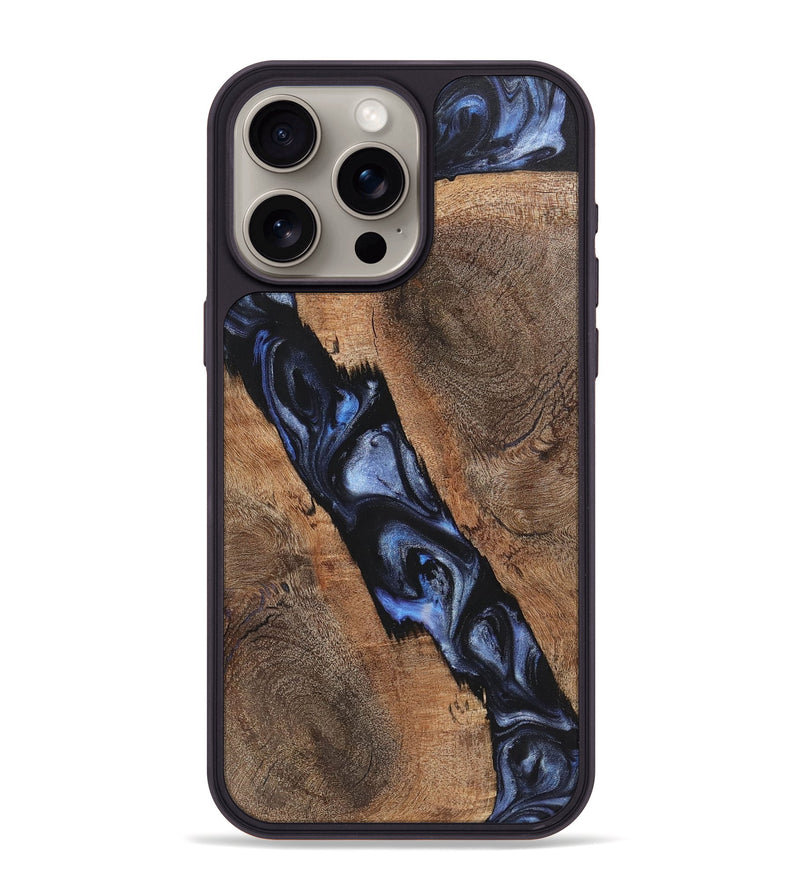 iPhone 15 Pro Max Wood+Resin Phone Case - Finley (Blue, 721691)