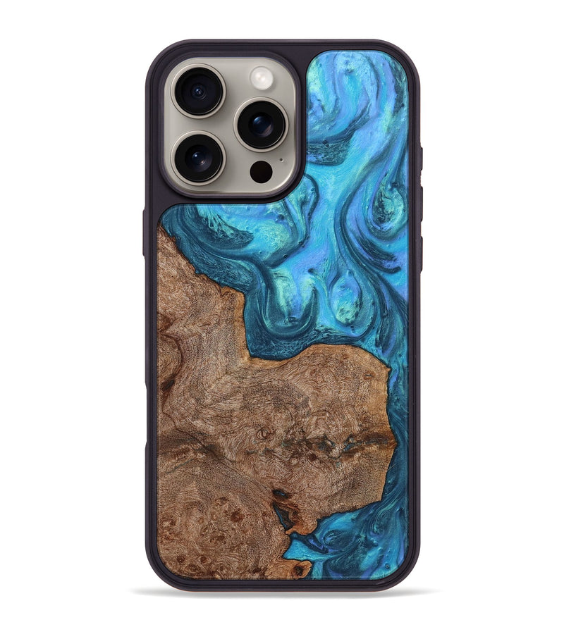 iPhone 16 Pro Max Wood+Resin Phone Case - Audrina (Blue, 721693)