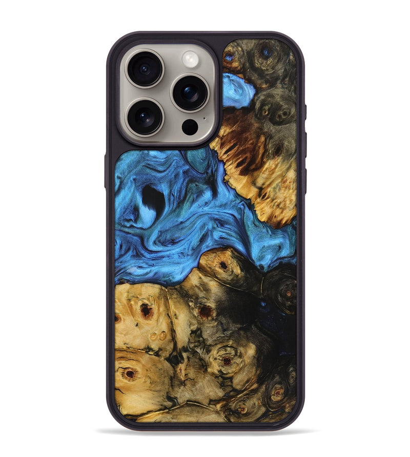 iPhone 15 Pro Max Wood+Resin Phone Case - Jayden (Blue, 721696)