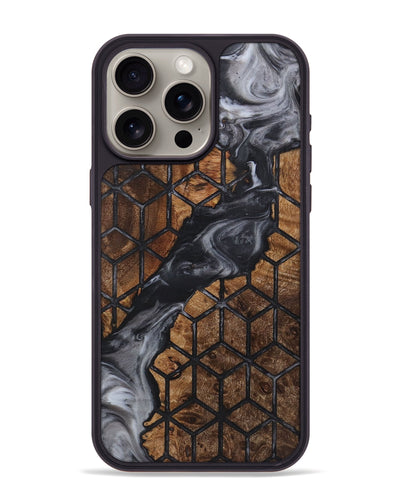 iPhone 15 Pro Max Wood+Resin Phone Case - Yasmin (Pattern, 721716)